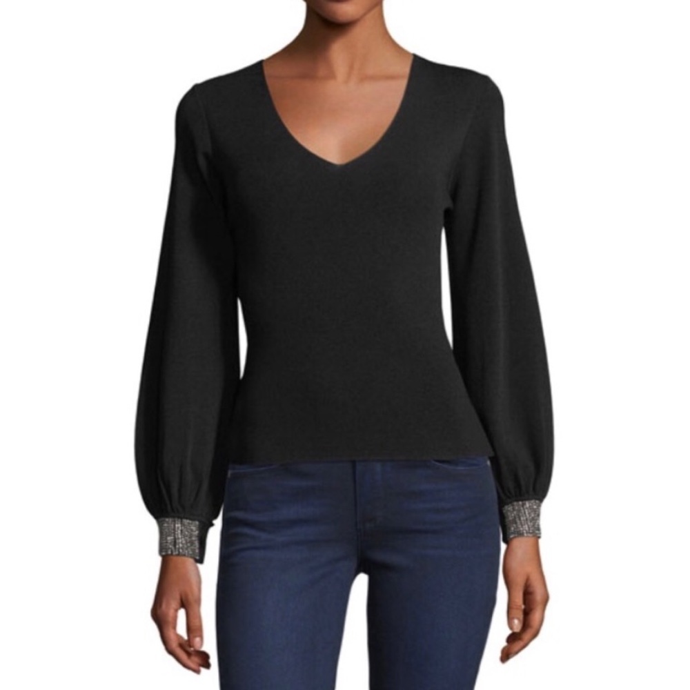 NWT MILLY Rhinestone-Cuff Pullover